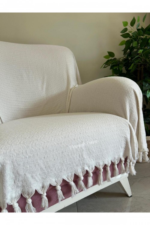 Buldan Berjer Uyumlu 2'li 170x145 Koltuk Örtüsü - Ekru