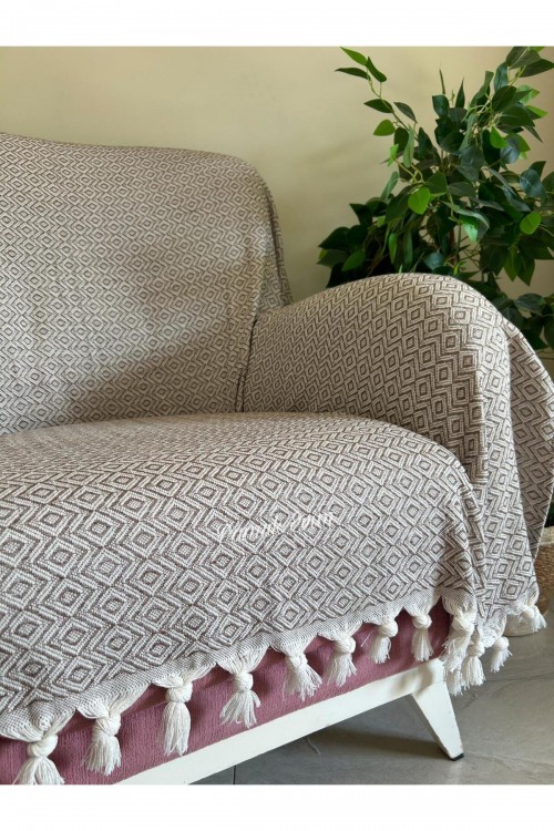 Buldan Berjer Uyumlu 2'li 170x145 Koltuk Örtüsü - Kahverengi