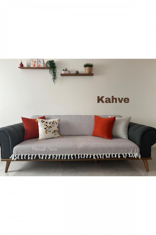 Buldan Kolsuz 170 x 210 Pamuklu Koltuk Örtüsü - Kahverengi