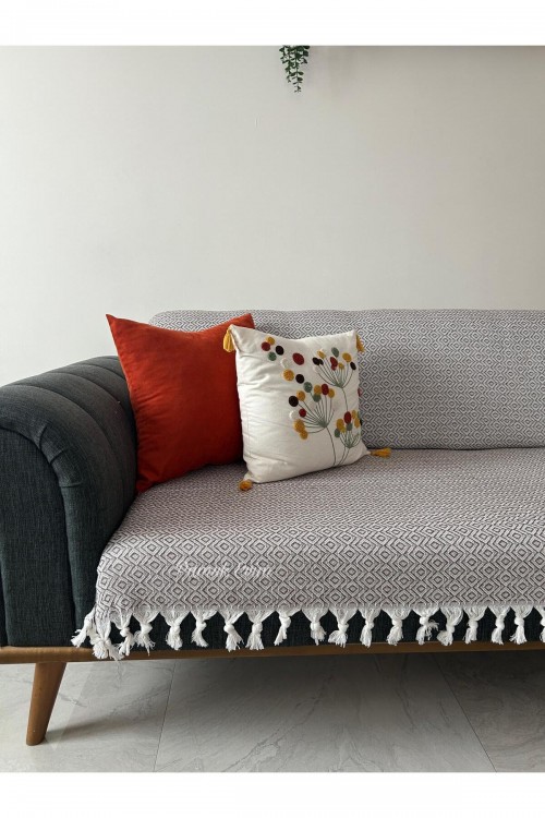 Buldan Kolsuz 170 x 210 Pamuklu Koltuk Örtüsü - Kahverengi