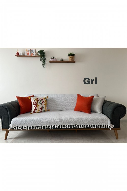 Buldan Kolsuz 170 x 210 Pamuklu Koltuk Örtüsü - Gri