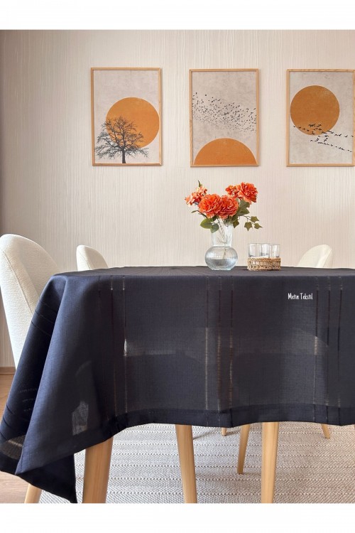 Dertsiz Siyah Leke Tutmaz 160x220 Masa Örtüsü - Siyah