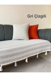 Oturma Yerine Ponponlu Pamuklu 115x200 Koltuk Örtüsü&Koltuk Şalı