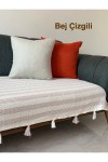 Oturma Yerine Ponponlu Pamuklu 115x200 Koltuk Örtüsü&Koltuk Şalı